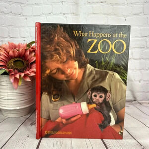 vintage what happens at the zoo children's book 1984 national geographics